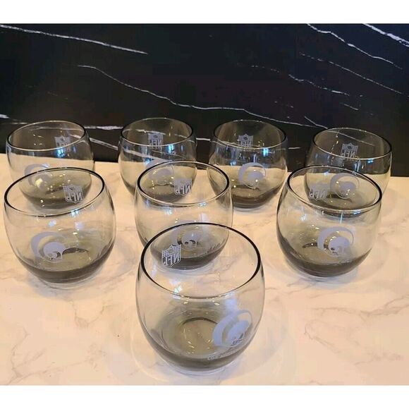 Roly Poly NFL Los Angeles Rams Smokey Gray Drinking Cocktail Glasses Set of 8 - Picture 3 of 6
